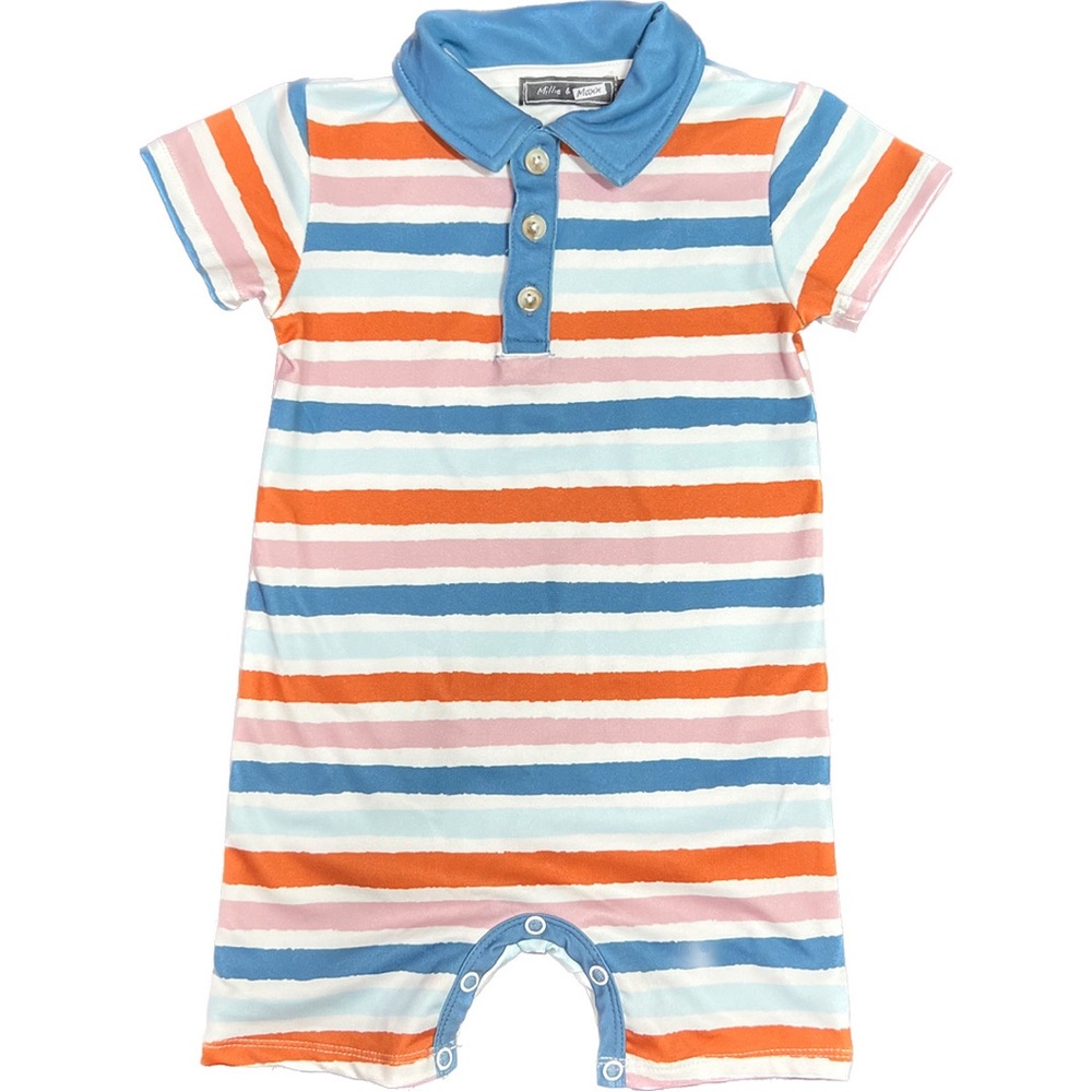 Millie & Maxx for a Stylish Baby Watercolor Shortall Romper Sz 6M
